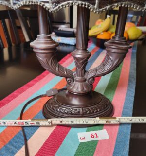 f61- Tiffany Style Stained Glass Table Lamp. No Crackers. Like New - Image 3
