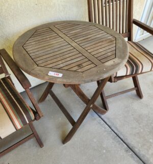 o148- Wooden Fold Up Patio Table & Chairs. Very Good Quality - Image 3