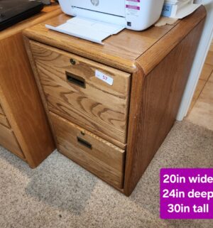q57- Oak Letter Size File Cabinet
