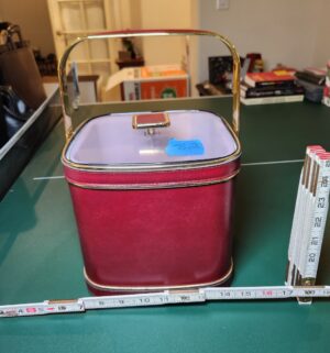 f82- Leather Ice Bucket w/ Bar Utensils
