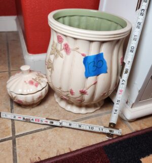 f130- Ceramic Waste Basket w/ Covered Dish