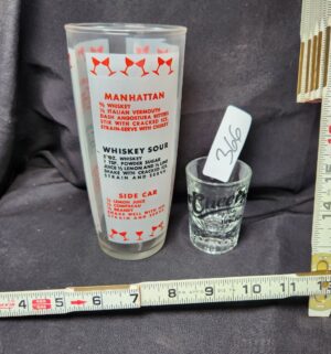 q366- Cheers Shot Glass. Drink Receipes Glass - Image 1