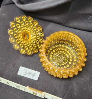 q394- Fenton Amber Hobnail Candy Dish - Image 2