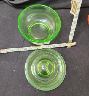 q397- Hazel Uranium Glass Covered Dish - Image 2