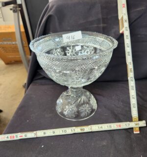 q416- Antique Late 1800s Cut Crystal Compote Bowl American Brilliant Period - Image 1