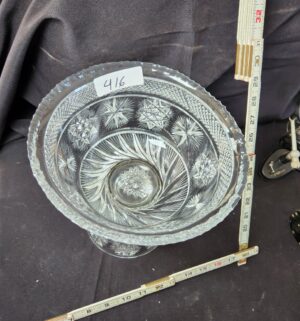 q416- Antique Late 1800s Cut Crystal Compote Bowl American Brilliant Period - Image 2
