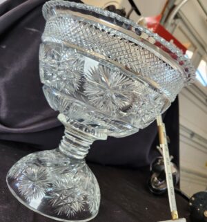 q416- Antique Late 1800s Cut Crystal Compote Bowl American Brilliant Period - Image 3