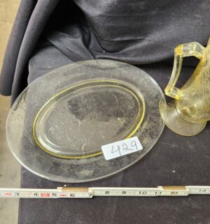 q429- Yellow Depression Glass Pitcher, Dish - Image 2