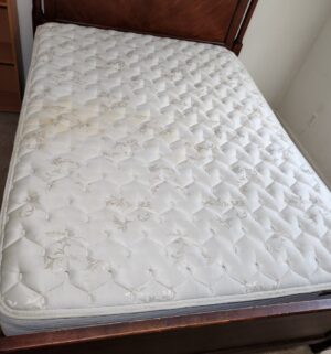 f153- JcPenny Spring Air Queen Mattress & Boxspring Only. No Frame