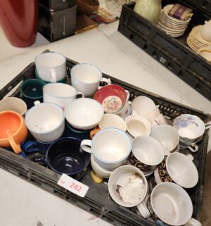 a242- mugs, cups. Black Crate Not Included