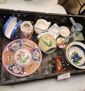 a245- vintage dishes. Black Crate Not Included