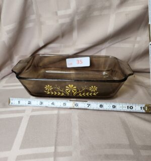 d35- Jeannette Glasbake Yellow Daisy Dish