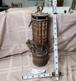 d107- Antique Miners Flame. Safety Lamp. Type M