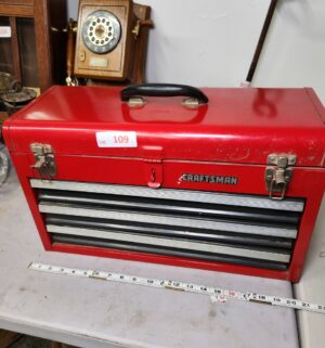 d109- Red Craftsman Tool Box w/ Tools