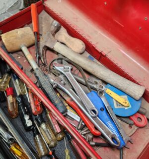 d109- Red Craftsman Tool Box w/ Tools - Image 3