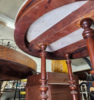 d115- Antique Round Victoria Marble Top Table. Recent Repairs Seen - Image 5