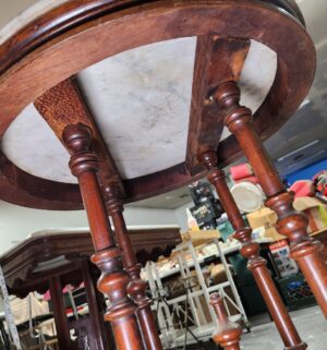 d115- Antique Round Victoria Marble Top Table. Recent Repairs Seen - Image 6