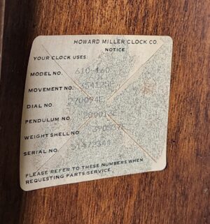d122- Howard Miller Grandfather Clock Model 610-160. no door key - Image 4