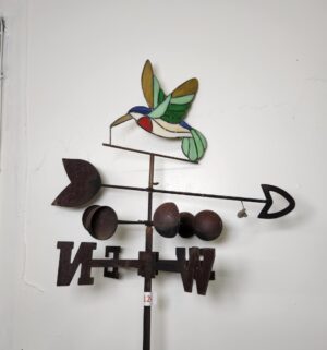 d124- Stained Glass Humming Bird Weather Vane