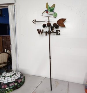 d125- Stained Glass Humming Bird Weather Vane
