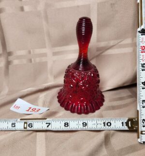 d193- Fenton Ruby Daisy Glass Bell