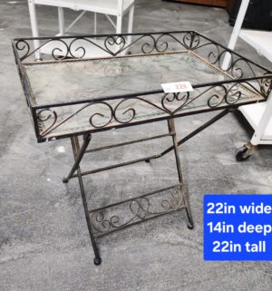 d228- Fold Up glass top table
