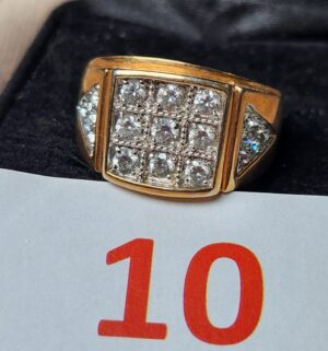 e10- Gold Plate Ring w/ CZ Stones