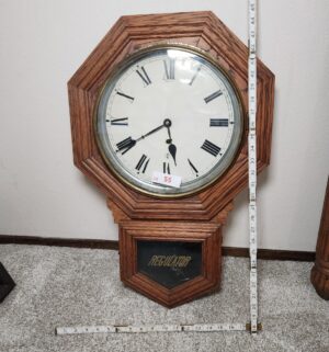 f55- Antique Sessions Regulator Clock w/ key