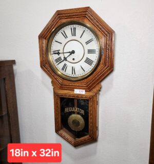 f177- Antique Session Regulator Wall Clock w/ Key