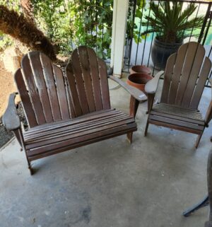 h14- Wooden Bench Set. Good Shape. Very Low Seating