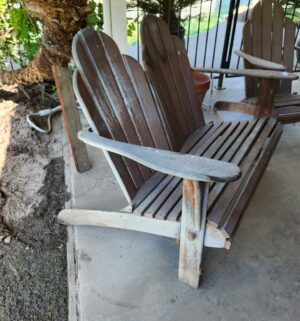 h14- Wooden Bench Set. Good Shape. Very Low Seating - Image 4