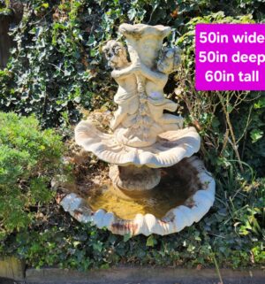h30- VERY Large Cherub Fountain. 4 Total Pieces