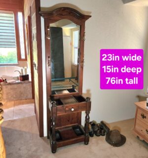 h40- Vintage Hall Tree w/ Drawer
