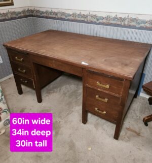 h59- Antique Solid Wood Executive Desk