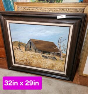 h79- Vintage Barn Painting. Signed MOM