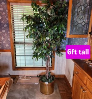 h86- Fake Tree w/ Brass Pot