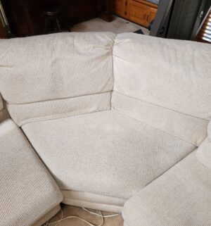 h114- 3 Piece Sectional Sofa. 1 Recliner. Twin Hide a bed - Image 4