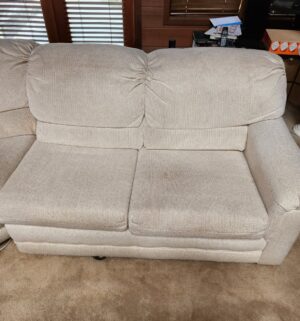 h114- 3 Piece Sectional Sofa. 1 Recliner. Twin Hide a bed - Image 5