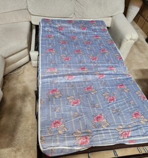 h114- 3 Piece Sectional Sofa. 1 Recliner. Twin Hide a bed - Image 6