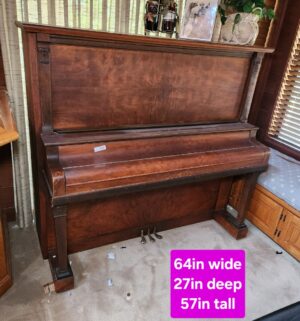 h120- Antique Henderson Cabinet Grand Piano. Trailer or Liftgate required to move.