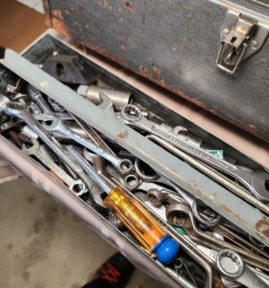 h224- Vintage Tool Box w/ tools - Image 3
