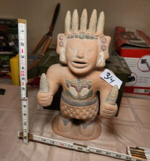 h314- Ceramic Statue Aztec/Mayan Corn God/Warrior