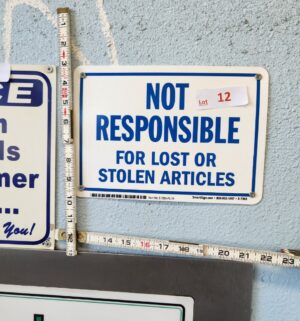 j12- Not Responsible Sign