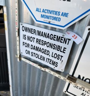 j23- not responible sign