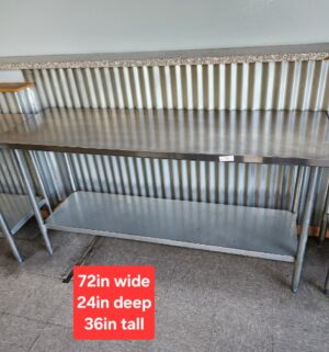 j55- Stainless Steel Prep Table. 6ft - Image 1