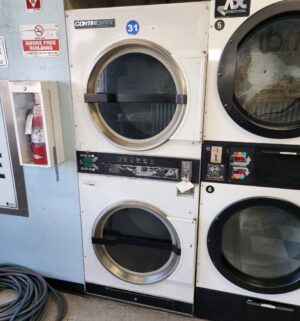j59- Continental Commercial Stack Dryer. Out of Order Sign. No panel or coin slot keys - Image 1