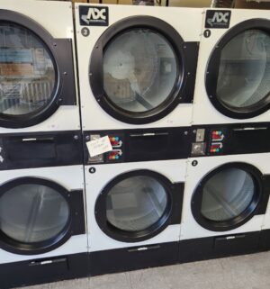 j61- American Dryer Corp 333D ADC Stack Dryer. No Panel or Coin Slot Keys. Out of Order Sign. - Image 1