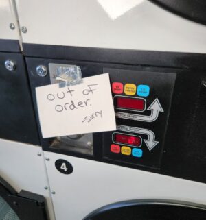 j61- American Dryer Corp 333D ADC Stack Dryer. No Panel or Coin Slot Keys. Out of Order Sign. - Image 2