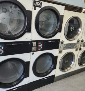 j63- American Dryer Corp 333D ADC Stack Dryer. No Panel or Coin Slot Keys - Image 1