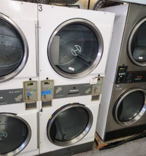 j67- Huebsch HTT45 Stack Dryer. No Panel or Coin Slot Keys. No Heat Sign - Image 1